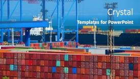  Presentation with transportation infrastructure - PPT theme featuring industrial-seaport-infrastructure-commercial-dock background and a teal colored foreground