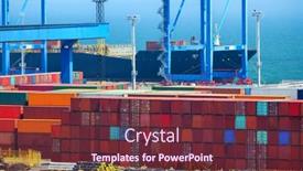  Presentation with transportation infrastructure - Theme enhanced with industrial-seaport-infrastructure-commercial-dock background and a tawny brown colored foreground