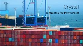  Presentation with seaport - Presentation theme having industrial-seaport-infrastructure-commercial-dock background and a  colored foreground