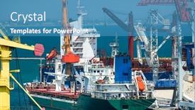  Presentation with seaport - PPT theme featuring industrial-seaport-infrastructure-sea-container background and a  colored foreground