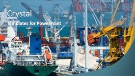  Presentation with container ship maritime - Presentation featuring industrial-seaport-infrastructure-sea-container background and a teal colored foreground