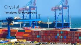  Presentation with seaport - Presentation design featuring industrial-seaport-infrastructure-sea-container background and a light blue colored foreground