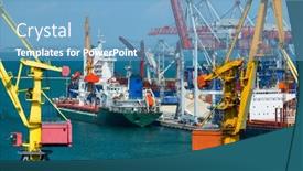 Presentation with seaport - Presentation theme featuring industrial-seaport-infrastructure-sea-container background and a teal colored foreground