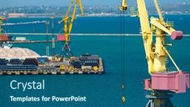  Presentation with maritime - Theme enhanced with industrial-seaport-infrastructure-sea-cranes background and a ocean colored foreground