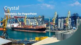  Presentation with bulk - Slide set having industrial-seaport-infrastructure-sea-cranes background and a teal colored foreground