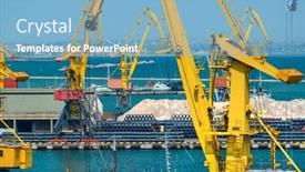  Presentation with marine transportation - Slide deck having industrial-seaport-infrastructure-sea-cranes background and a light blue colored foreground