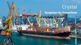 Presentation with bulk - Slides enhanced with industrial-seaport-infrastructure-sea-cranes background and a teal colored foreground