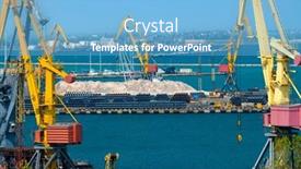  Presentation with transportation infrastructure - PPT layouts consisting of industrial-seaport-infrastructure-sea-cranes background and a light blue colored foreground