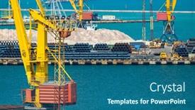  Presentation with maritime - Slides consisting of industrial-seaport-infrastructure-sea-cranes background and a ocean colored foreground
