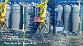  Presentation with seaport - Slide deck consisting of industrial-seaport-infrastructure-sea-cranes background and a ocean colored foreground
