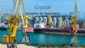  Presentation with elevators - PPT theme consisting of industrial-seaport-infrastructure-sea-cranes background and a light blue colored foreground