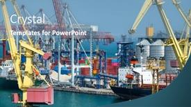  Presentation with bulk - Presentation theme enhanced with industrial-seaport-infrastructure-sea-cranes background and a light blue colored foreground