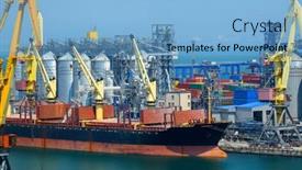  Presentation with bulk - Presentation theme consisting of industrial-seaport-infrastructure-sea-cranes background and a light blue colored foreground
