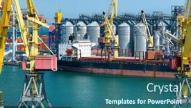  Presentation with elevators - Presentation theme with industrial-seaport-infrastructure-sea-cranes background and a  colored foreground