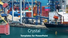  Presentation with transportation infrastructure - PPT theme enhanced with industrial-seaport-infrastructure-sea-ship background and a ocean colored foreground