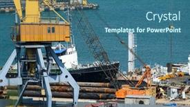  Presentation with marine transportation - Presentation design enhanced with industrial-seaport-infrastructure-the-sea background and a ocean colored foreground
