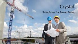  Presentation with architects - Amazing PPT layouts having industrial security - architects checking site under construction backdrop and a light blue colored foreground