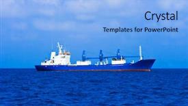  Presentation with ship - PPT theme consisting of industrial-ship-at-sea-transportation background and a light blue colored foreground