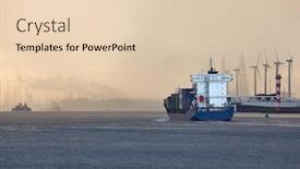  Presentation with port industry - Amazing presentation design having industrial ship in the port of rotterdam with industry smoke in the background backdrop and a lemonade colored foreground