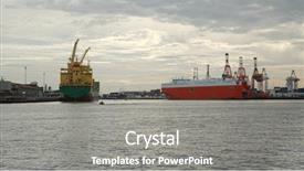  Presentation with port - Slides enhanced with industrial ships in the port background and a gray colored foreground