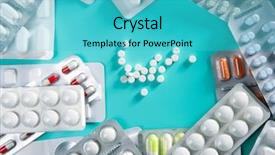  Presentation with sickness - Slides featuring industrial sickness - blisters of medical pills background and a cyan colored foreground