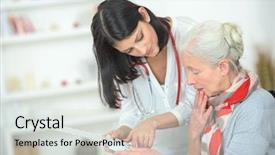  Presentation with sickness - Colorful presentation design enhanced with industrial sickness - doctor explaining which pills backdrop and a light gray colored foreground