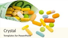  Presentation with pharmaceutical tablets - Beautiful theme featuring industrial sickness - tablets and one hundred euro backdrop and a blonde colored foreground