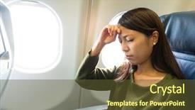  Presentation with headache - Presentation consisting of industrial sickness - woman suffer from headache inside background and a tawny brown colored foreground