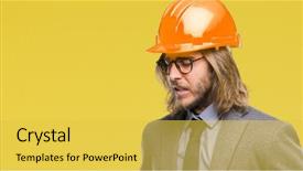  Presentation with long hair man - Theme having industrial sickness - young handsome architec man background and a  colored foreground