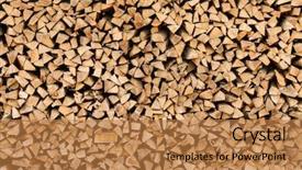  Presentation with industrial wood - Beautiful presentation theme featuring industrial size pile of split beech wood logs backdrop and a coral colored foreground