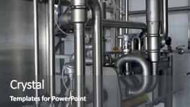  Presentation with steel pipe - Slide set having industrial stainless steel pipe work background and a dark gray colored foreground