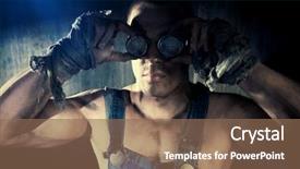  Presentation with industry future - Audience pleasing presentation theme consisting of industrial strikke - brutal muscular dirty man backdrop and a violet colored foreground