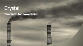  Presentation with pollution - PPT theme featuring industrial strikke - very striking image of pollution background and a gray colored foreground