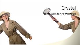  Presentation with safari tiger - Presentation featuring industrial strikke - woman wearing safari hat background and a white colored foreground