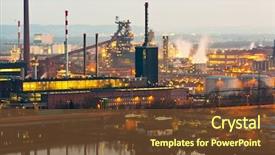  Presentation with industrial - Amazing slide deck having industrial terrain at night backdrop and a tawny brown colored foreground
