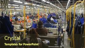  Presentation with textile - Colorful slides enhanced with industrial-textile-factory-top-view backdrop and a tawny brown colored foreground