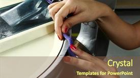  Presentation with textile industry - Slides enhanced with industrial textile factory woman background and a tawny brown colored foreground