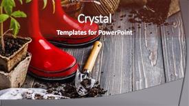  Presentation with soil red - Slide deck with gardening tools with soil red background and a tawny brown colored foreground