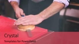  Presentation with master chef - Presentation theme featuring cutting rolls for a burger background and a red colored foreground