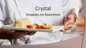  Presentation with chef - Colorful slide deck enhanced with hotel industry - midsection of male chef presenting backdrop and a white colored foreground