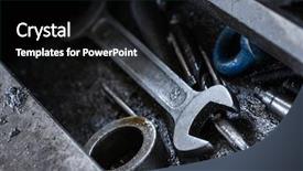  Presentation with spare parts - Presentation design having industrial tools and spare parts background and a black colored foreground