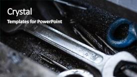  Presentation with spare parts - PPT theme featuring industrial tools and spare parts background and a black colored foreground