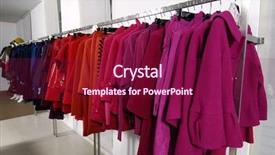  Presentation with clothes - Amazing theme having industrial uniform fashion - designer clothes lined up backdrop and a violet colored foreground