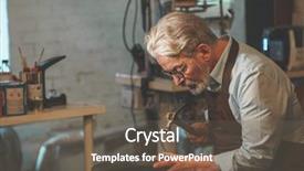  Presentation with workshop - Presentation theme enhanced with industrial uniform fashion - elderly man at work background and a  colored foreground