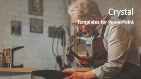  Presentation with work the word in your life - Cool new slides with industrial uniform fashion - elderly shoemaker at work backdrop and a gray colored foreground