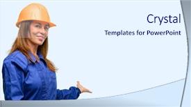  Presentation with woman engineer - Audience pleasing slide deck consisting of industrial uniform fashion - engineer construction worker woman confident backdrop and a white colored foreground