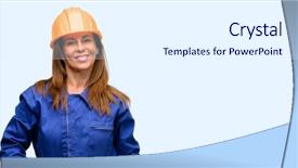  Presentation with woman engineer - Colorful PPT theme enhanced with industrial uniform fashion - engineer construction worker woman confident backdrop and a white colored foreground