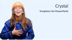  Presentation with woman engineer - PPT layouts with industrial uniform fashion - engineer construction worker woman confident background and a  colored foreground