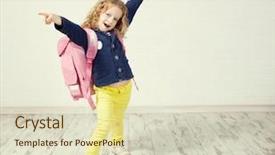  Presentation with pink and white roses shabby chic country - Audience pleasing presentation theme consisting of industrial uniform fashion - little child with schoolbag happy backdrop and a  colored foreground