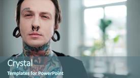  Presentation with alternative - Amazing slide set having industrial uniform fashion - portrait of alternative model backdrop and a ocean colored foreground